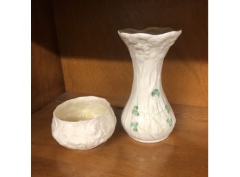 Belleek Vase And Dish