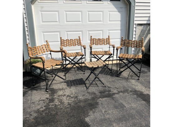 Wood And Metal Patio Chairs With Small Table