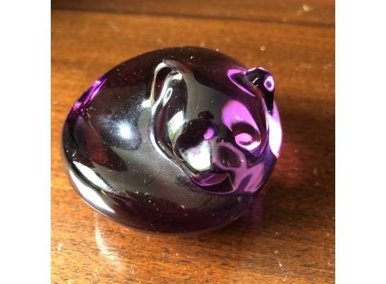 Purple Glass Bear Paperweight