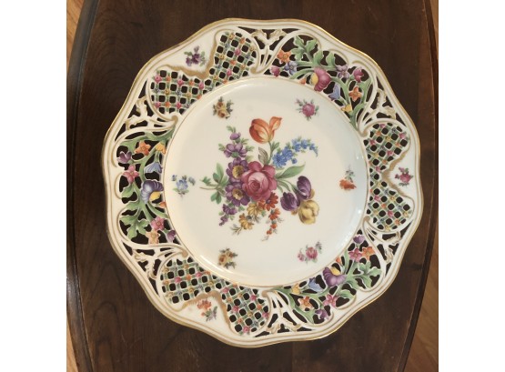 Vintage Schumann Dresden Reticulated Ceramic Plate