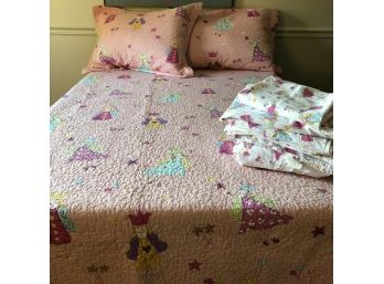 Laura Ashley Fun Fairies Reversible Cotton 3-piece Full Quilt Set With Sheets