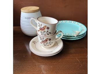 Noritake Keltcraft Tea Cup And Saucer Set With Plates And Sugar Bowl