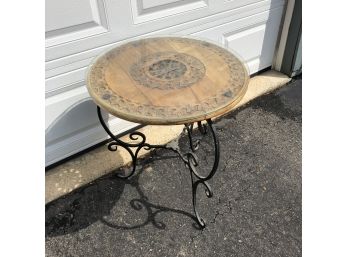 Round Wooden Table With Metal Base