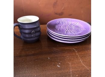 Pottery Mug And Set Of Ceramic Plates