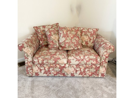 Sofa In Sunwashed Red With Grape Print