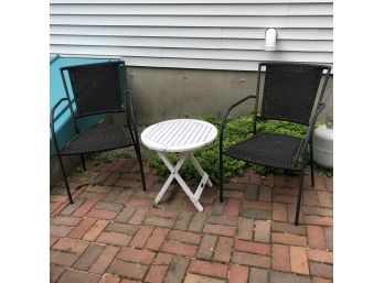 Two Patio Chairs And A Side Table