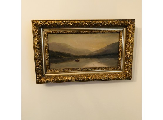 Vintage Framed Print Of Fishing Boat On A Lake 10'x16'