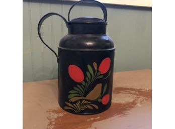 Vintage Toleware Canister With Handle