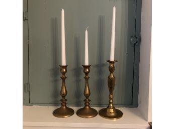 Set Of Three Candlesticks With Taper Candles