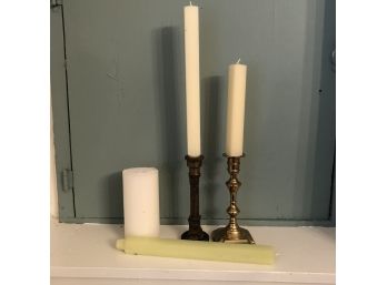 Candlestick Pair With Pillar Candle And Candlestick