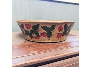 Vintage Toleware Dish With Painted Strawberries