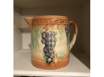 Ceramic Pitcher With Grape Motif