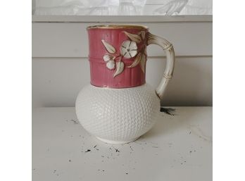 Pink And White Pitcher With Floral Motif