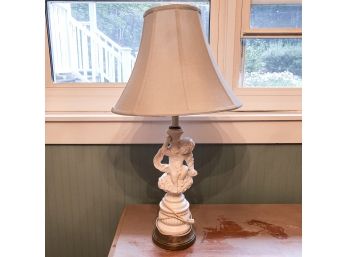 Vintage Ceramic Cherub Lamp With Shade