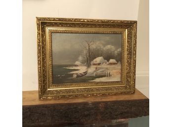 Framed Canvas Art With Winter Scene
