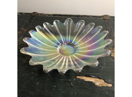 Iridescent Glass Flower Shaped Bowl