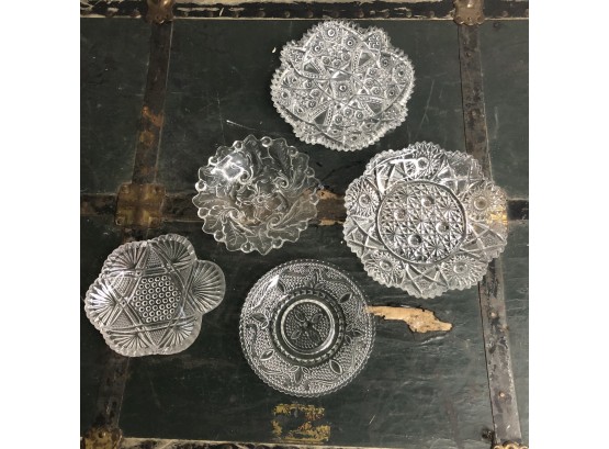 Set Of 5 Pressed Glass Dishes