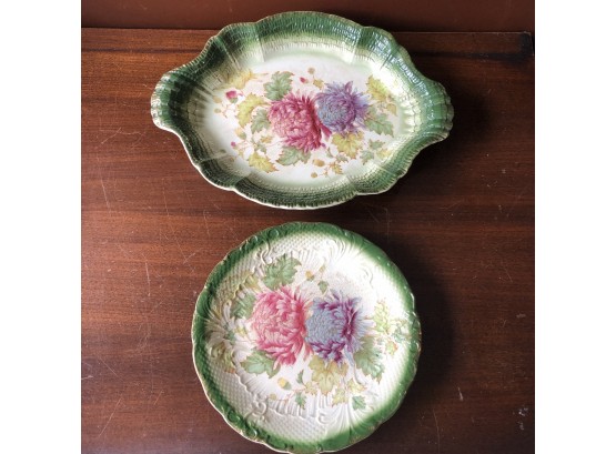 Antique Late Victorian Era JKL Chrysanthemum Platters