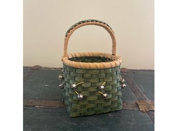 Green Basket With Bell Accents
