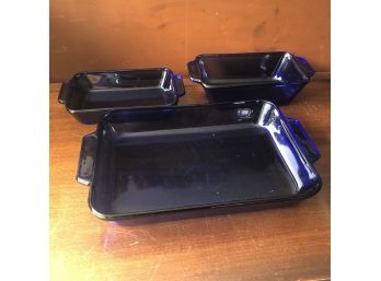 Anchor Cobalt Blue Glass Rectangular Baking Dish Set