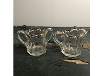 Glass Sugar And Creamer Set With Gold Accents
