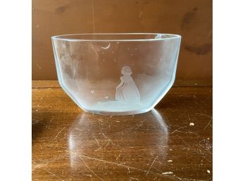 Signed Etched Art Glass Vessel