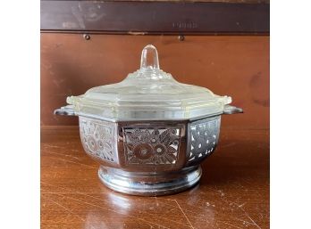 Vintage Octagon Shaped Serving Dish With Footed Holder