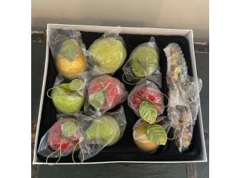 Boxed Set Of Faux Fruit Ornaments