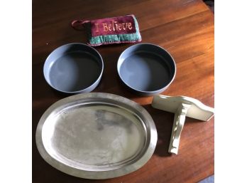 Martha Stewart Cake Pans, Stainless Steel Tray, Floating Shelf And Holiday Decoration
