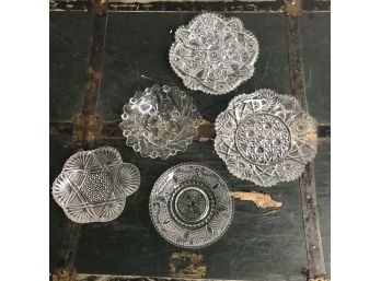 Set Of 5 Pressed Glass Dishes