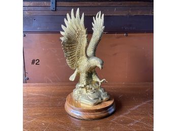 Maurice Duchin Bronze Eagle With Wooden Base