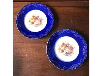 Pair Of Antique 'Trent' Royal Semi Porcelain Wood & Son Plates With Fruit Design