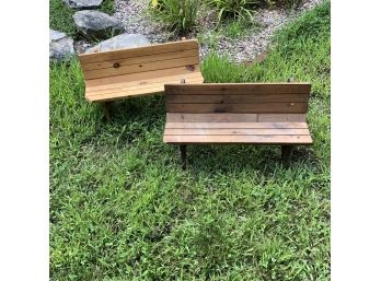 Pair Of Doll Size Wooden Benches