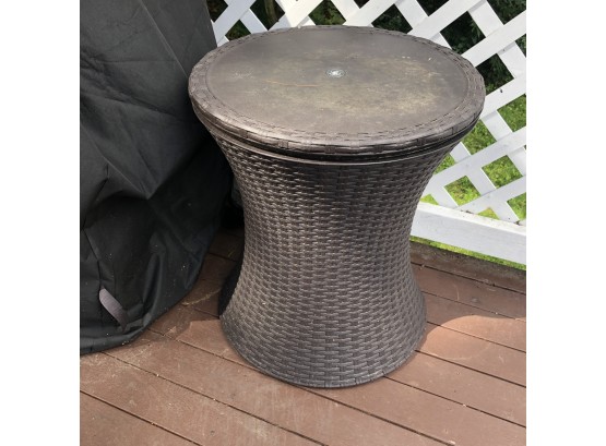 Outdoor Patio Side Table With Beer And Wine Cooler