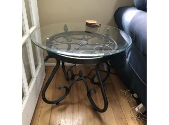 Metal And Glass Round Side Table No. 1