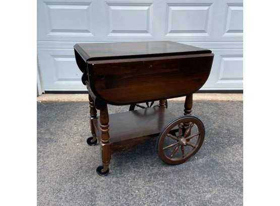 Vintage Drop Leaf Solid Wood Cart