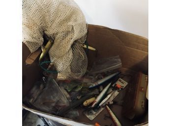Box Of Fishing Items, Including Mini-magnum Pocket Pak By Plano
