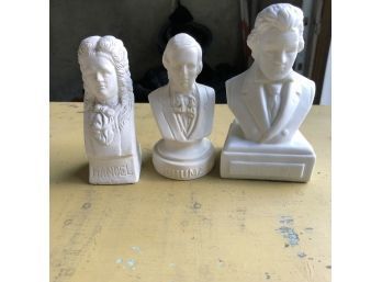 Trio Of Musical Busts: Handel, Schumann, Beethoven Made By Willis Music Co.