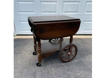 Vintage Drop Leaf Solid Wood Cart