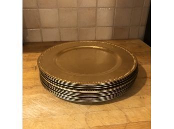 Set Of 13 Gold Charger Plates