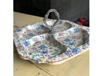 Flowered 4-section Serving Tray With Handle