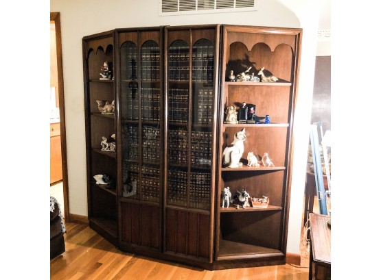 Large Shelf Unit With Center Glass Cabinet