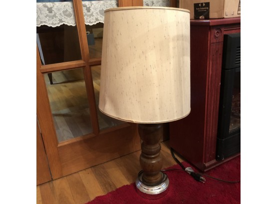 Vintage Lamp With Turned Wood Base
