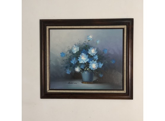Robert Cox Framed Signed Painting - Blue Flowers