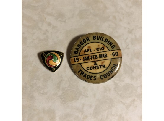 Bangor Building Trades And American Motorcycle Association Pins