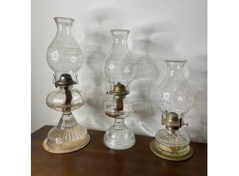 Set Of 3 'home Sweet Home' Oil Lamps