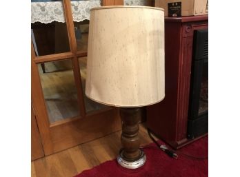 Vintage Lamp With Turned Wood Base