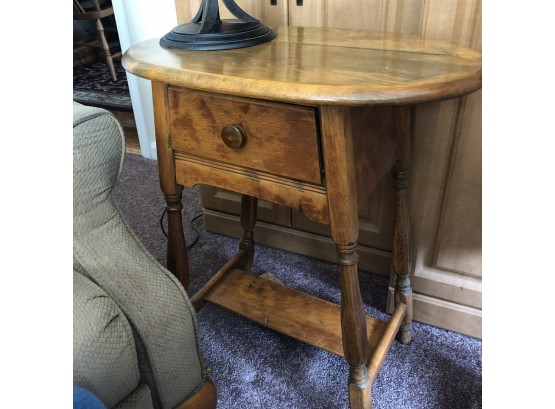 Oval Side Table With Drawer