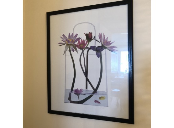 Framed Print With Flowers And Fish