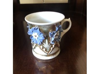 Antique Cup With Dimensional Ceramic Flowers